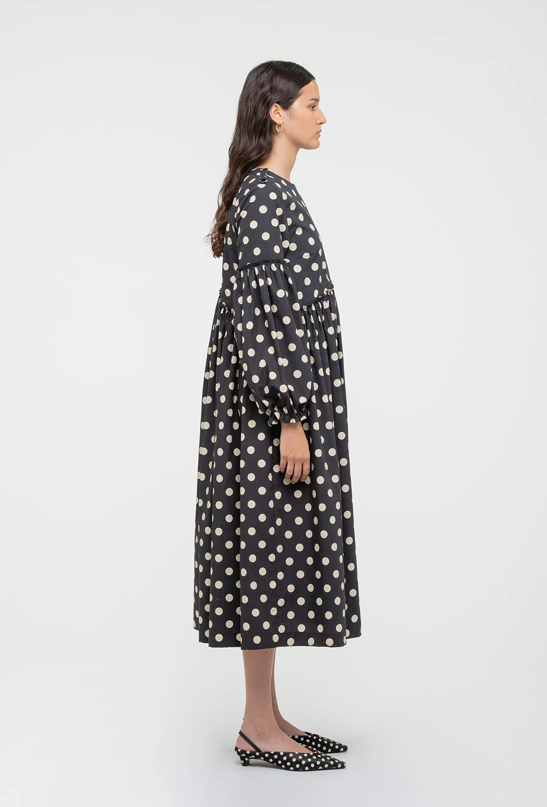 Fenella Dress - Black/Ecru Spot - Image 4