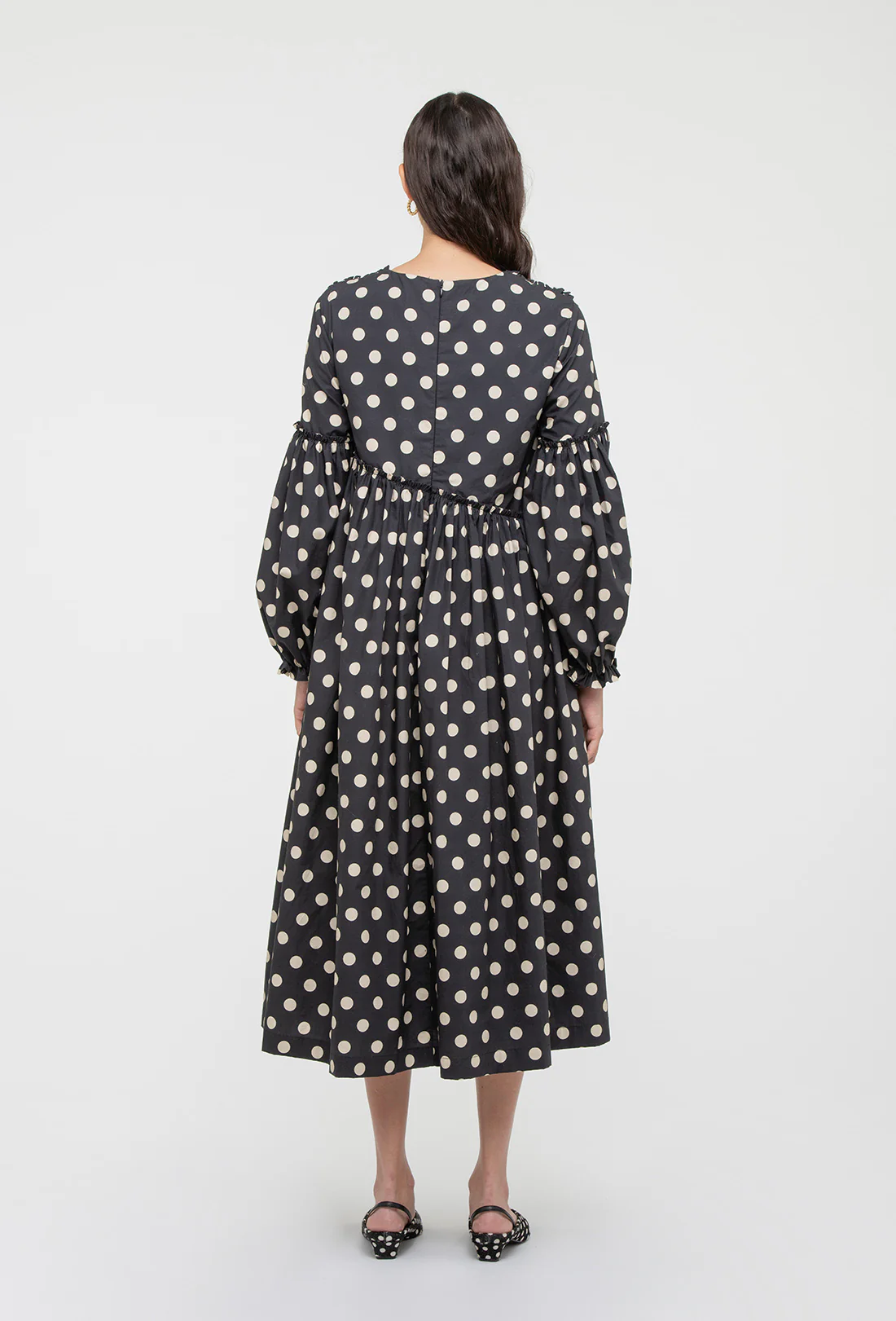 Fenella Dress - Black/Ecru Spot - Image 5