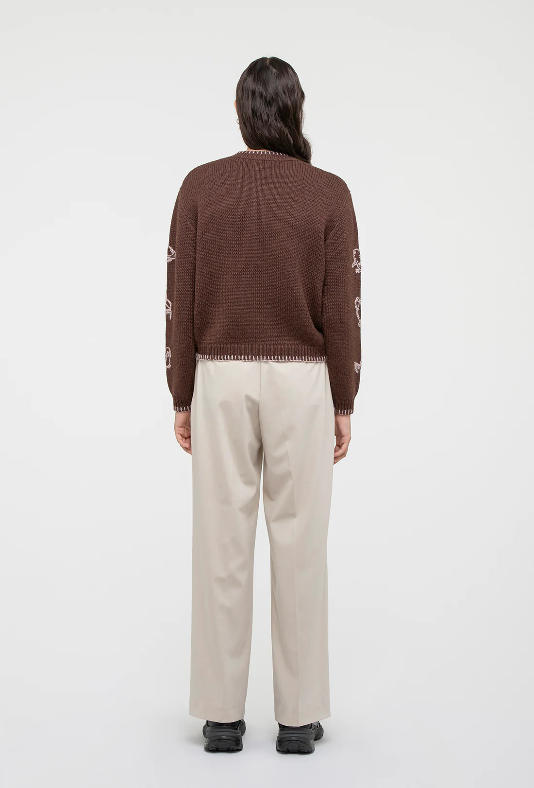 Hartley Cardigan - Chocolate Brown/Pale Pink - Image 5