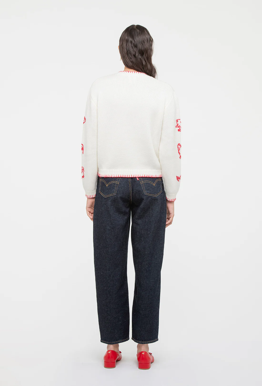 Hartley Cardigan - Cream/Rose Red - Image 6