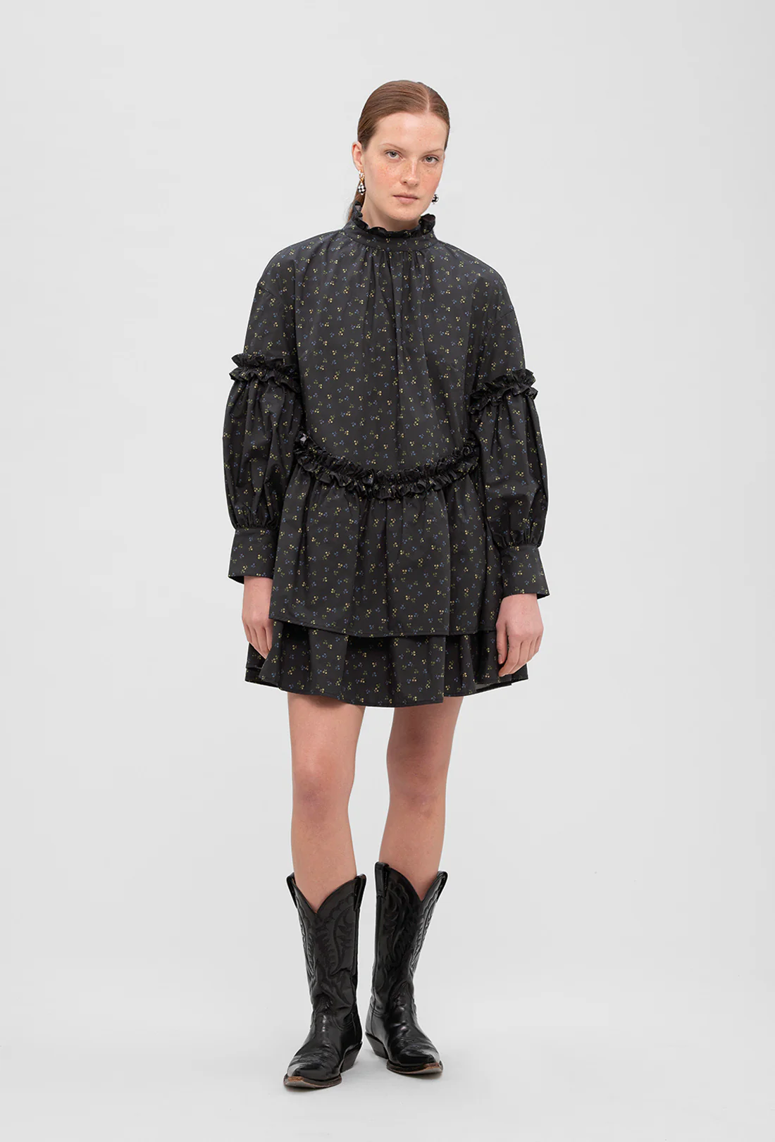 (Shipping End March) Irene Dress - Black Ditzy Floral - Image 3