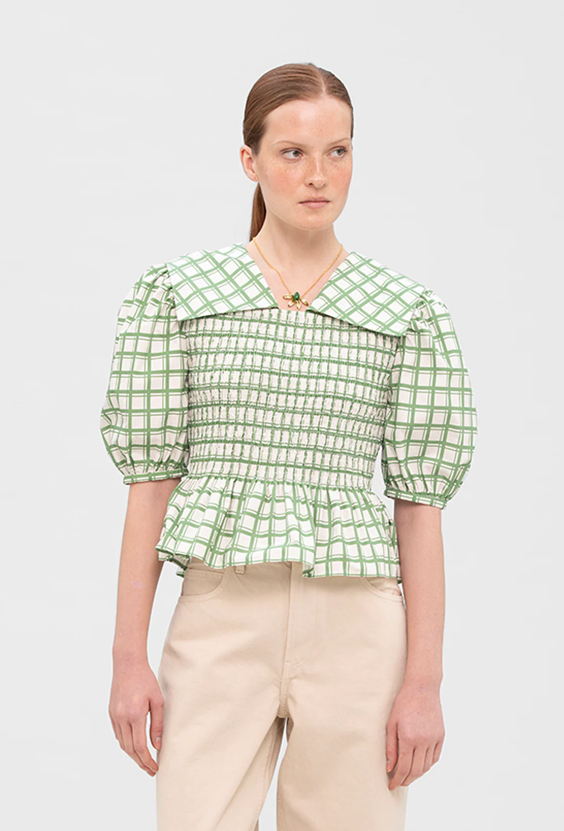 Rowan Blouse - Leaf Green Check - Image 3